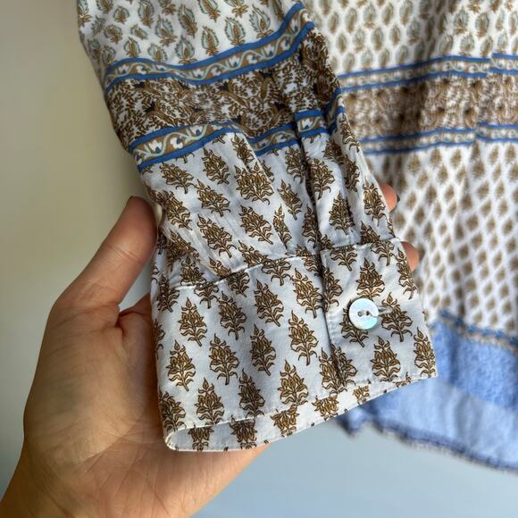 J. Jill  Floral Damask Print Button Tunic Dress Coverup Blue Medium Patchwork - Picture 4 of 8